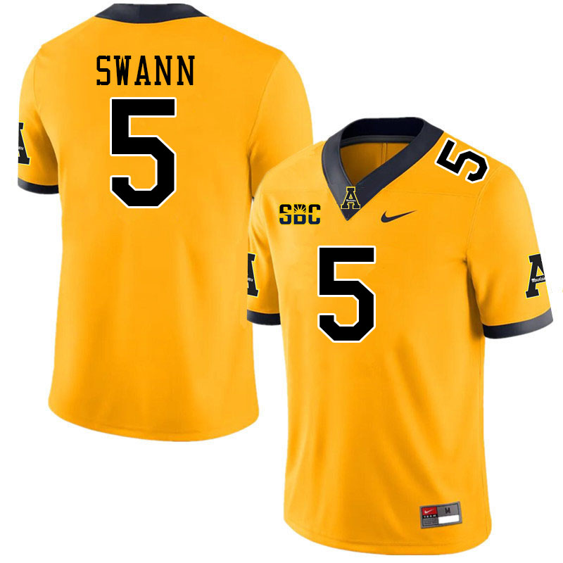 Appalachian State Mountaineers #5 AJ Swann College Football Jerseys Stitched-Gold